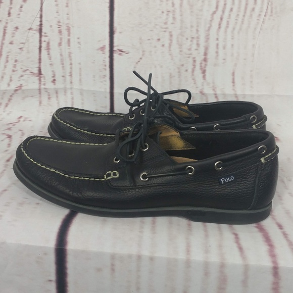 black polo boat shoes